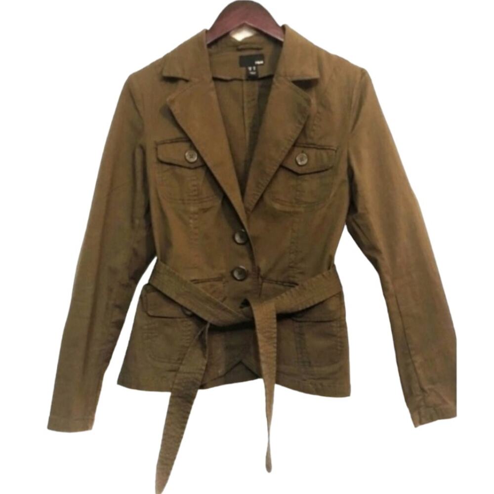 H&M Brown Cargo Utility Jacket Size 10 Wrap Blazer Office Wear Academia  Casual